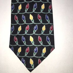 FN Fun Christmas lights Silk Tie 🎄 💡EUC  black